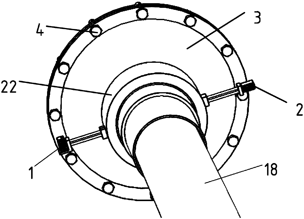 A method and device for detecting fastening force of a low-pressure turbine shaft disk of an aeroengine based on a line laser displacement sensor group