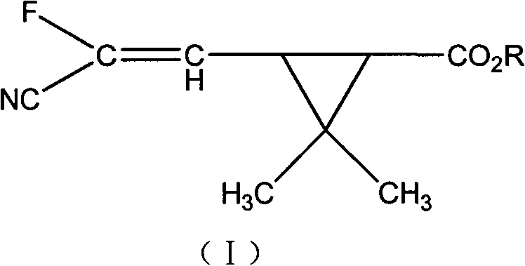 Fluorocyanogen-containing pyrethroid compound and synthesis method and application thereof