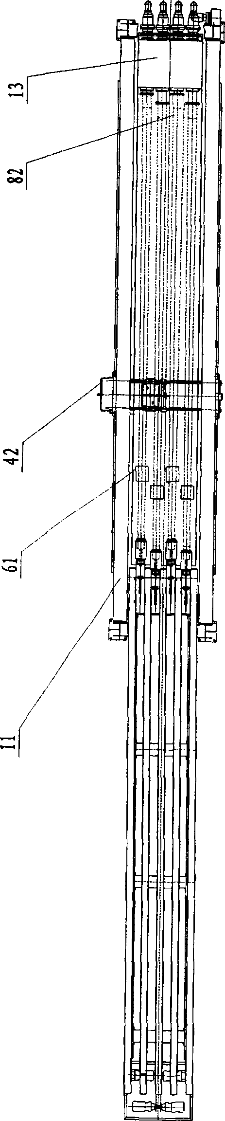 Producing system of internally-heating curing glass fibre reinforced plastic pipe controlled by program