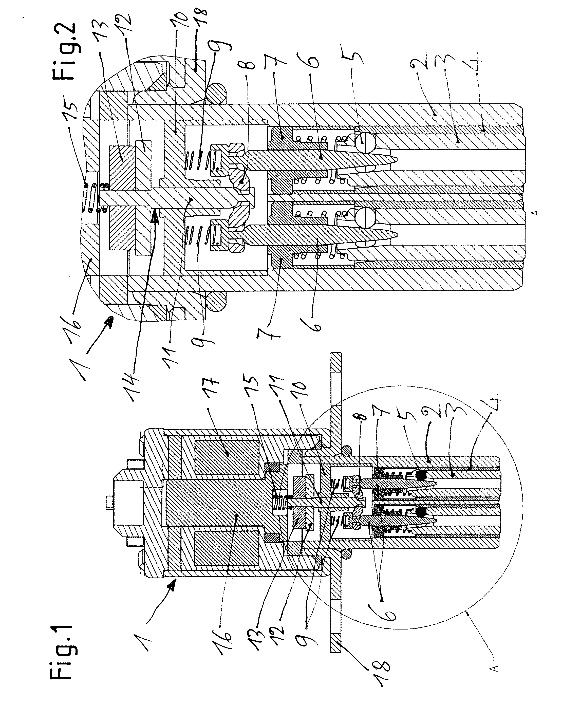 Actuator unit having two actuator pins