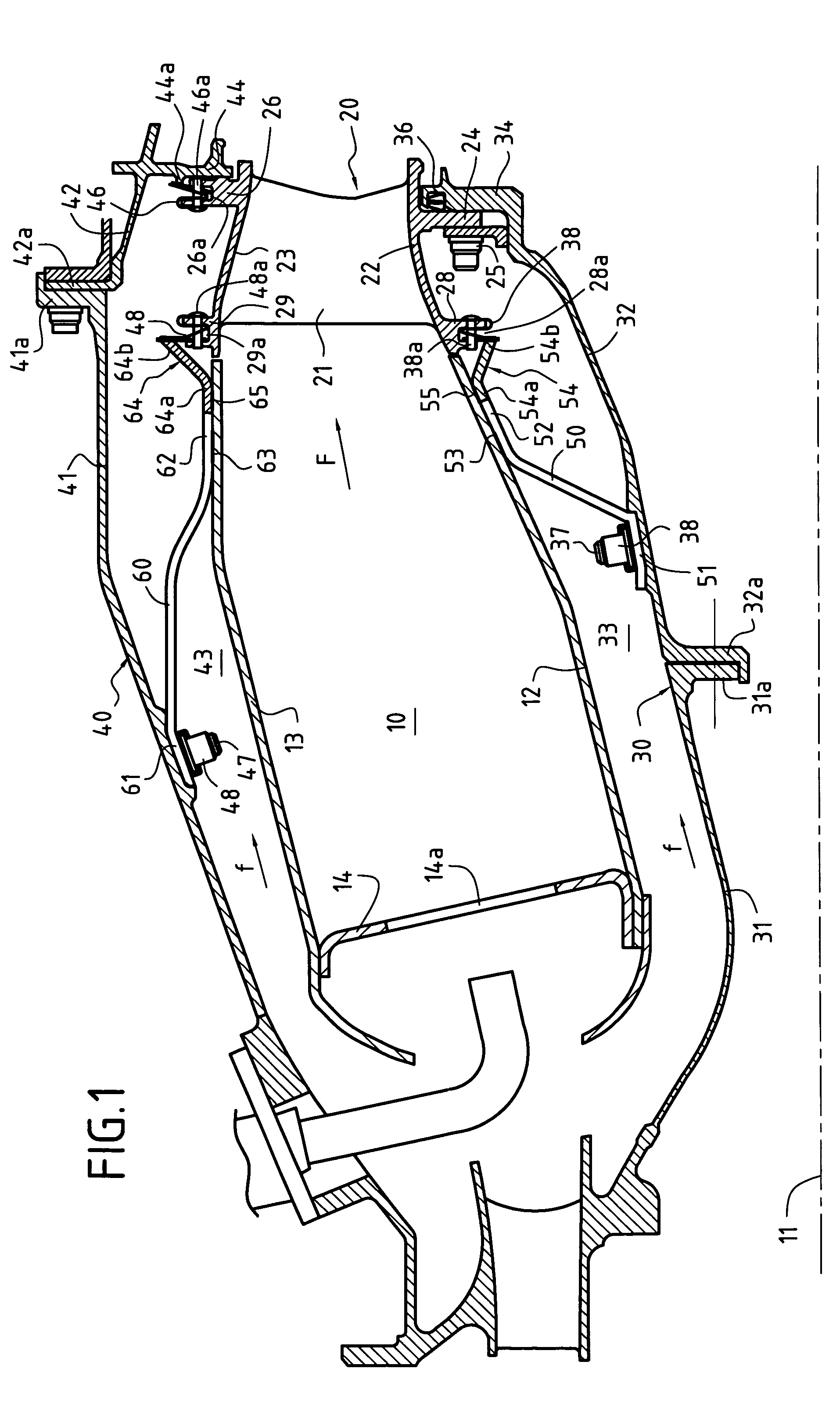 Gas turbine combustion chamber made of CMC and supported in a metal casing by CMC linking members