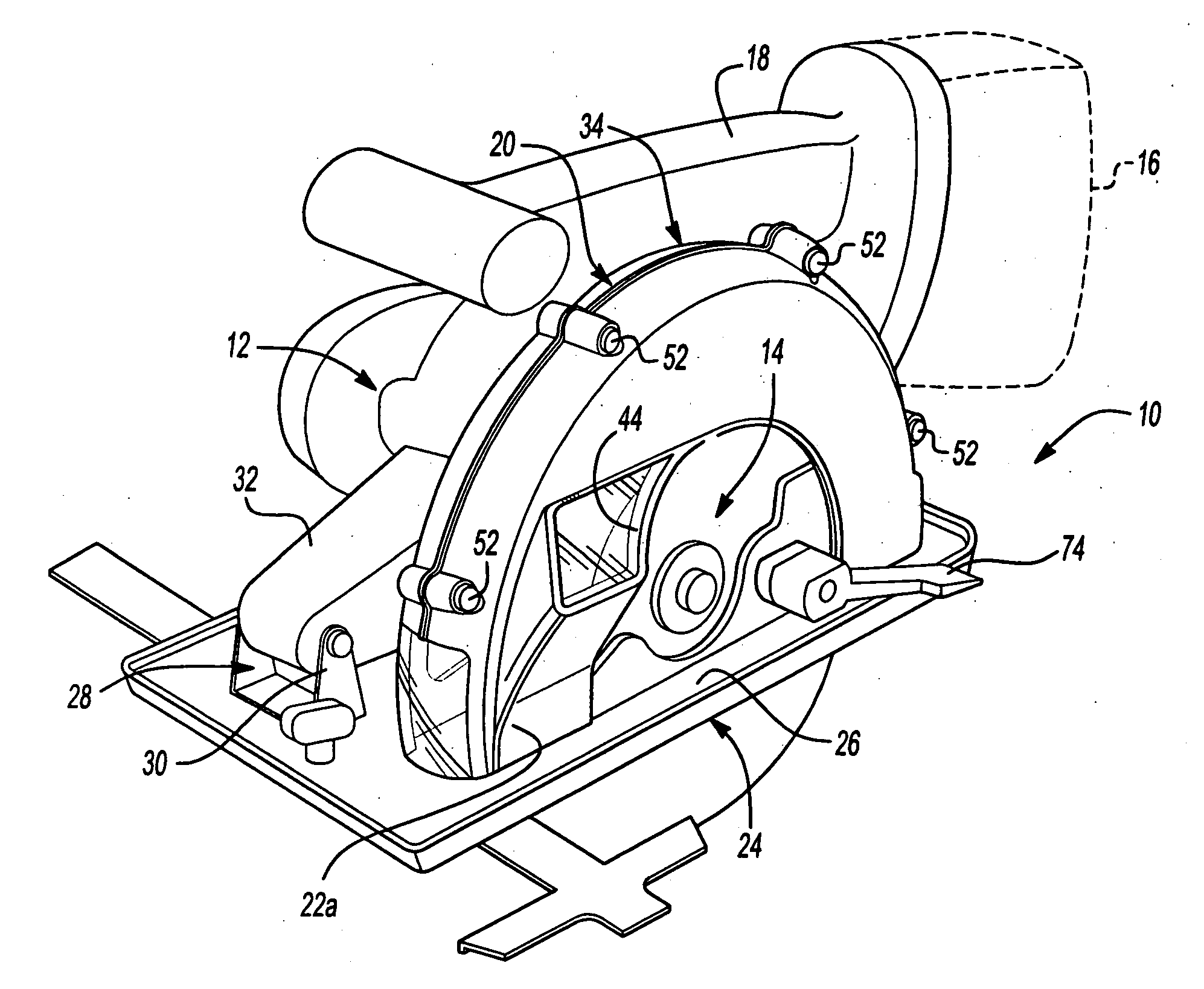 Metal cutting circular saw with integral sight window