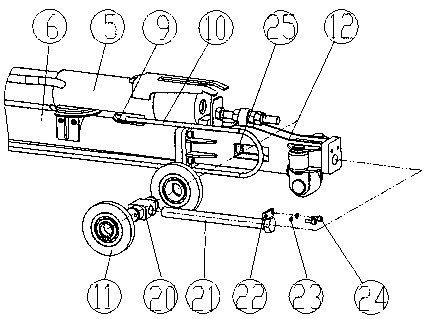 Double-hydraulic-cylinder inhaul cable built-in adjustable telescopic arm for straight-arm crane