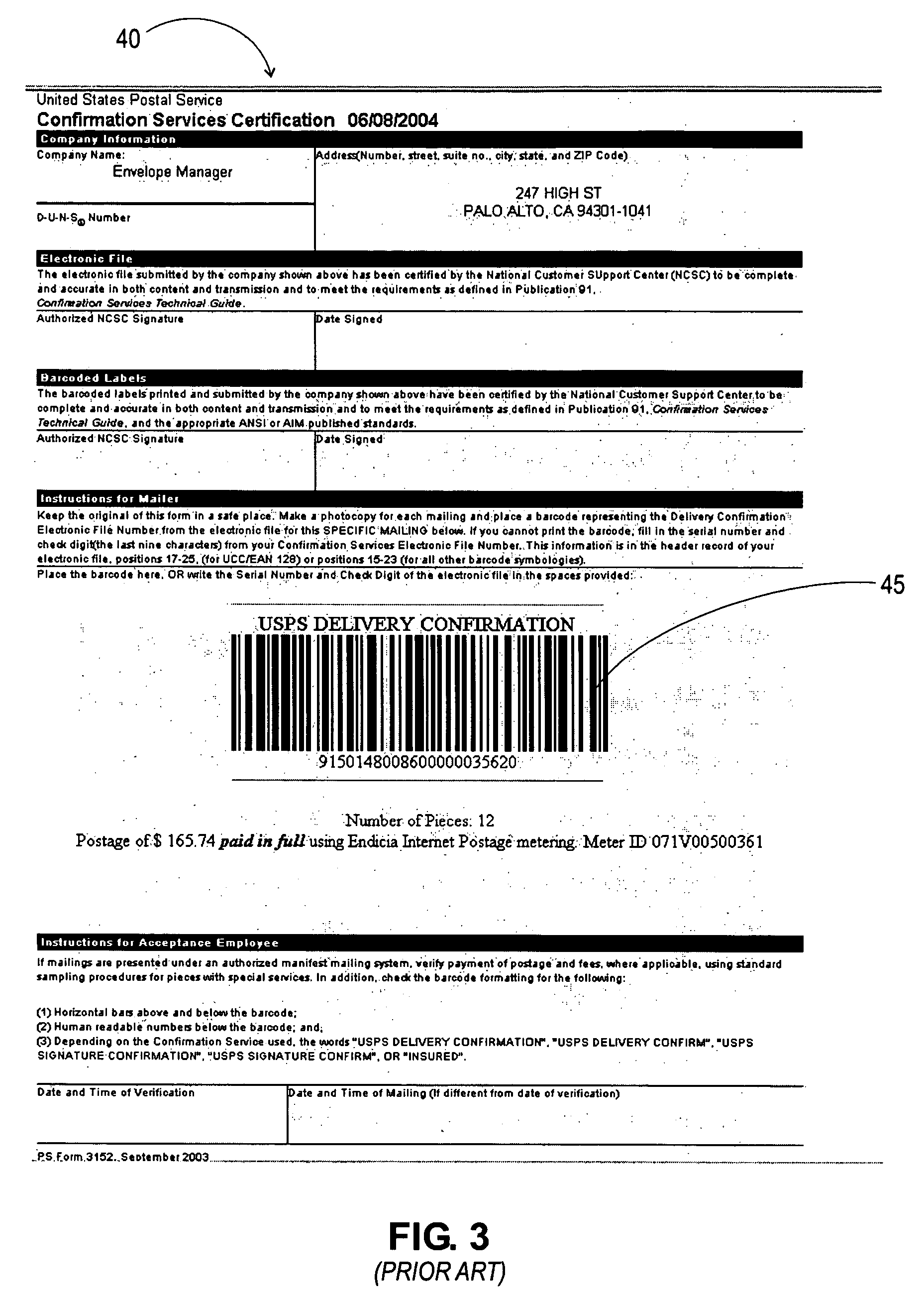 Tracking recordation system for packages