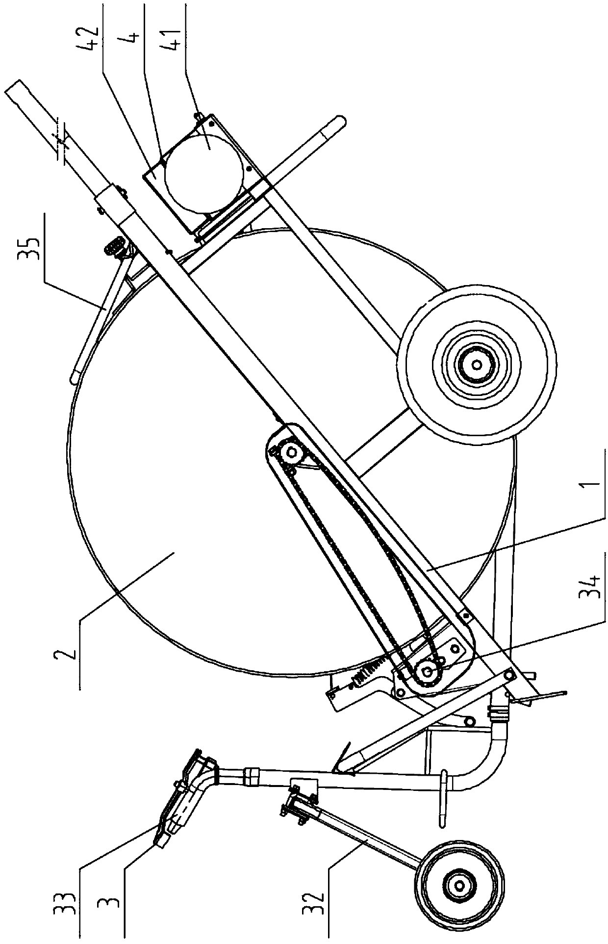 Intermittent rewind type small reel sprinkling irrigation machine