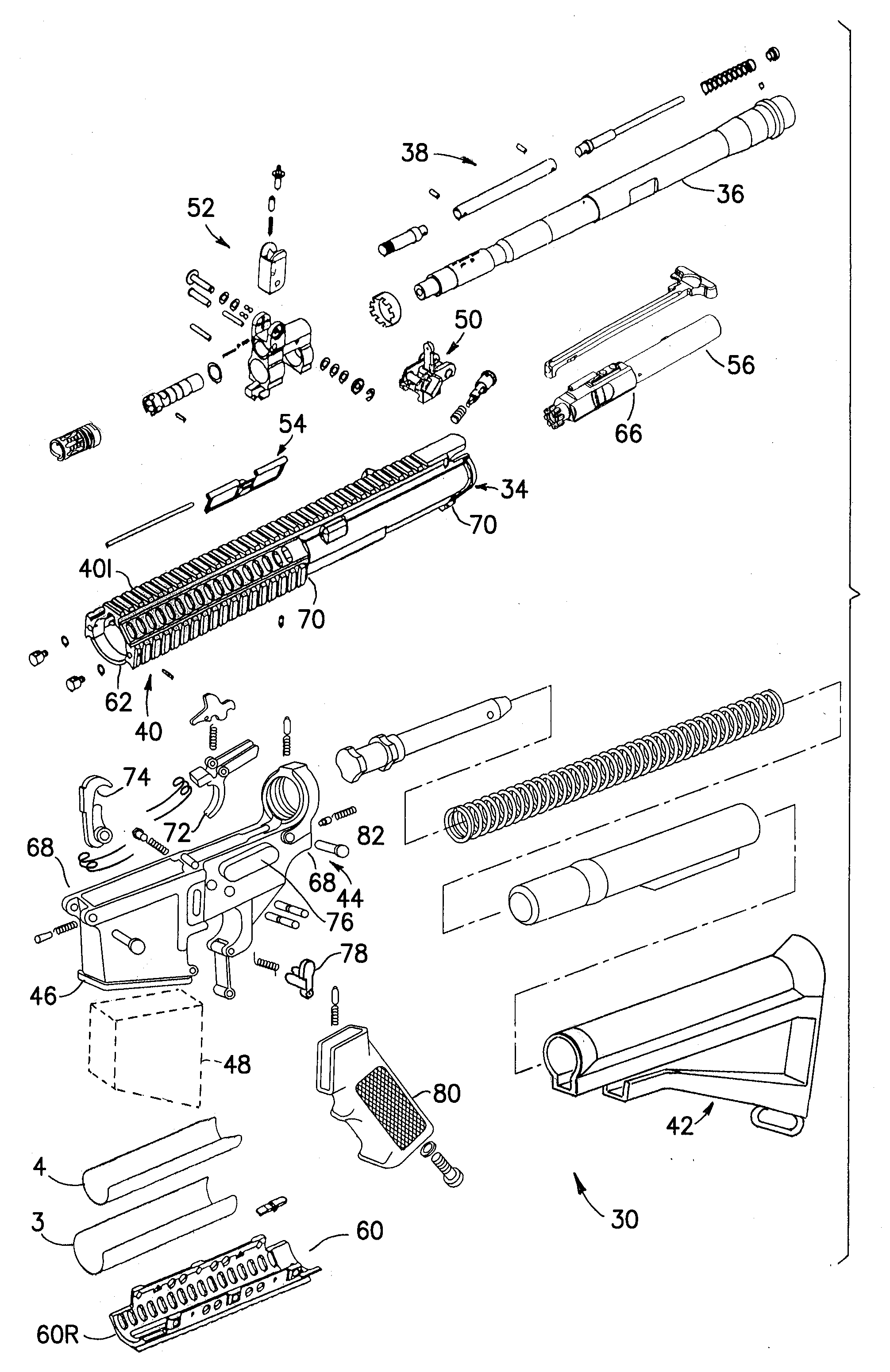 Law enforcement carbine with one piece receiver