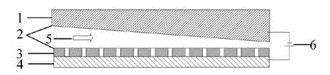 Method and device for electrolytic machining of massive array tiny pits through wedge-shaped runner