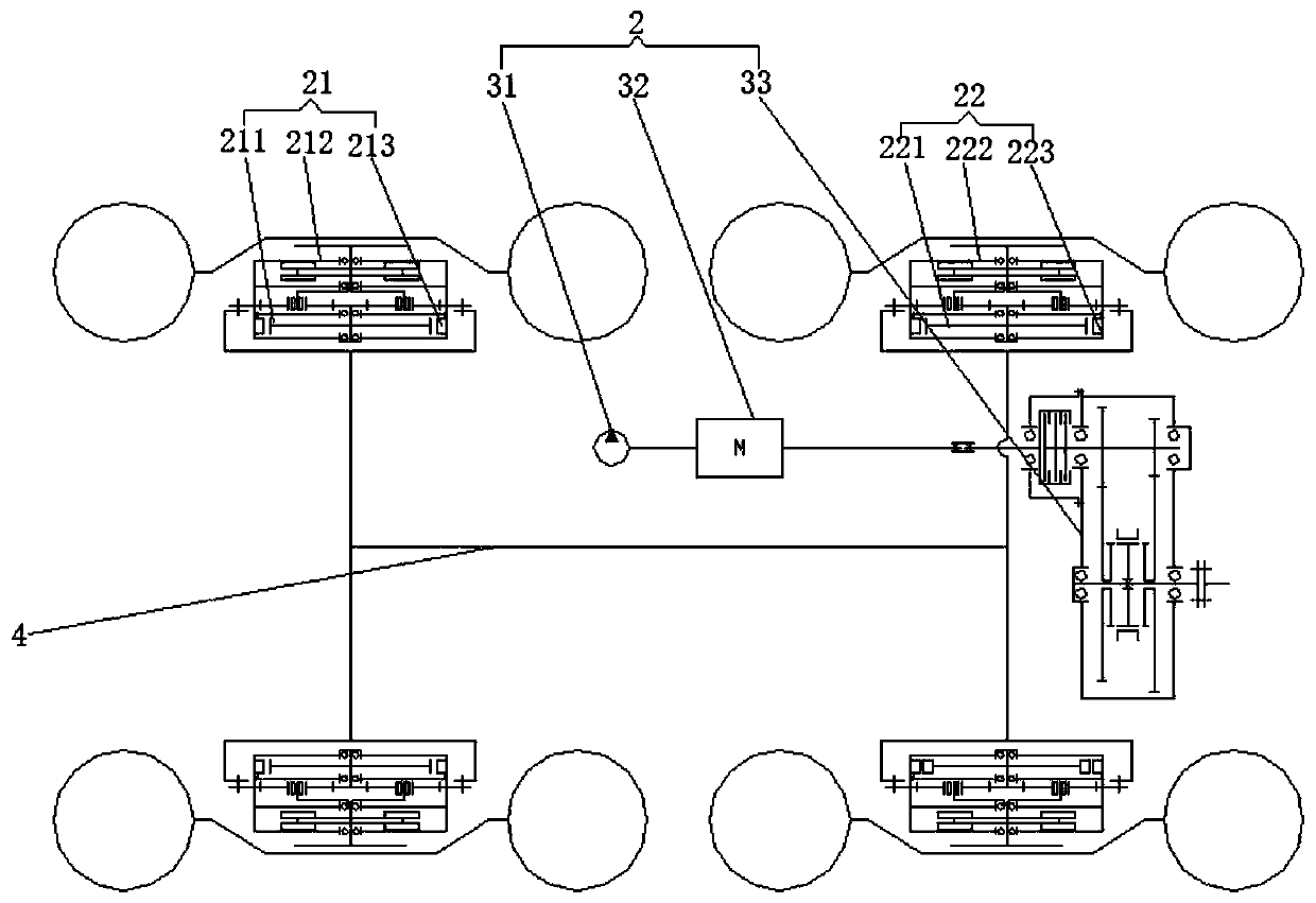 Hub motor-driven tractor chassis structure