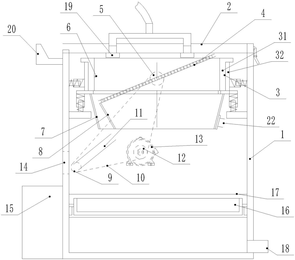 Grinding and screening device for soil heavy metal detection