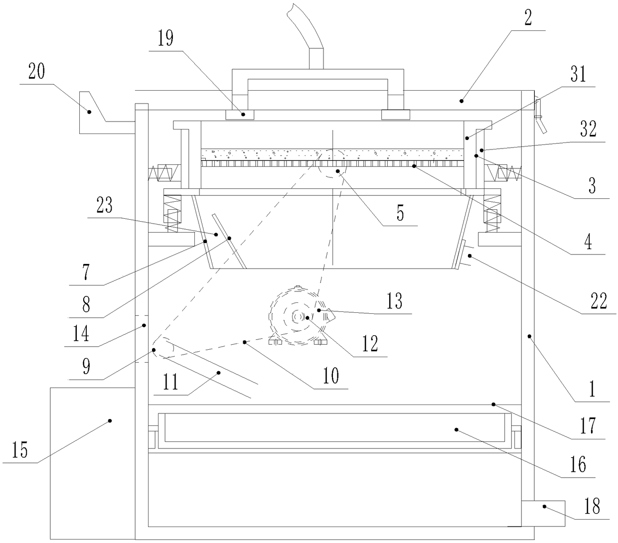 Grinding and screening device for soil heavy metal detection