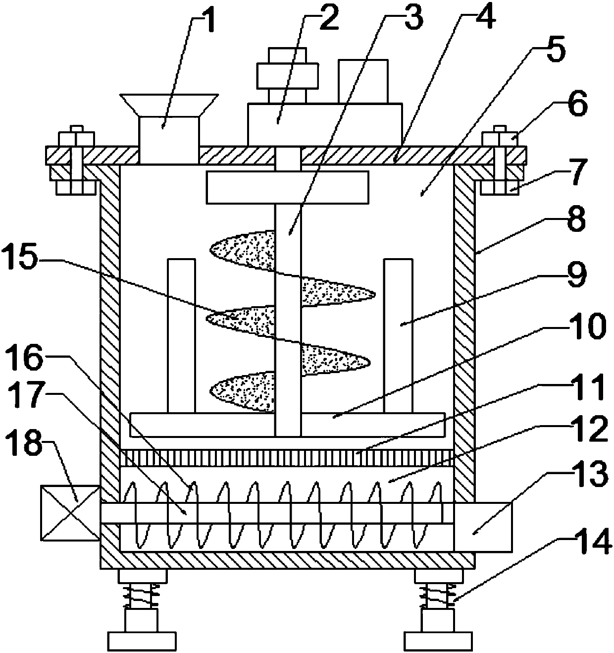 Fermented feed humidifying device convenient for discharging