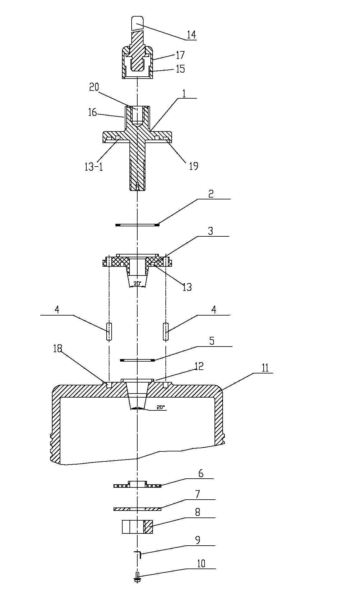 Active antenna waterproof radio-frequency connector for ship