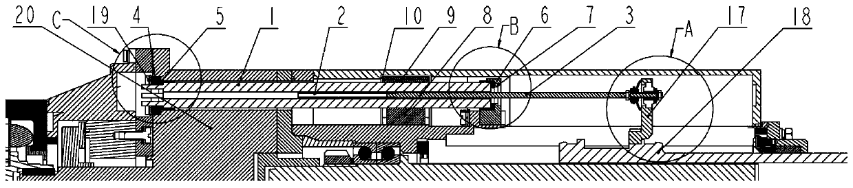 A lvdt sensor installation structure for an actuator