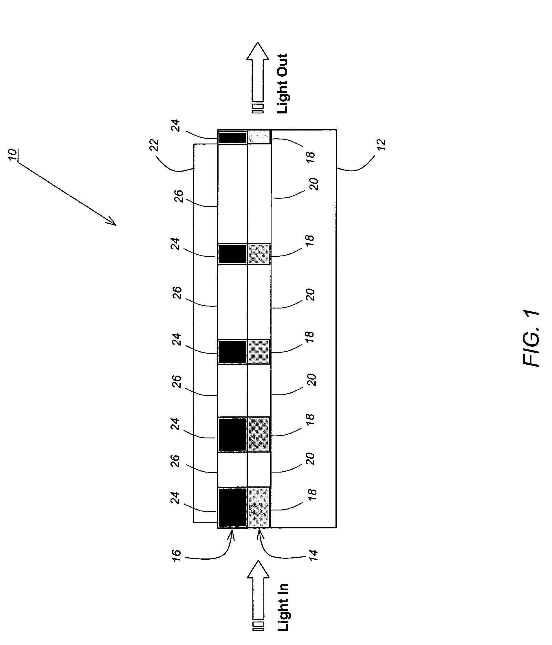 Photonic device with segmented absorption design