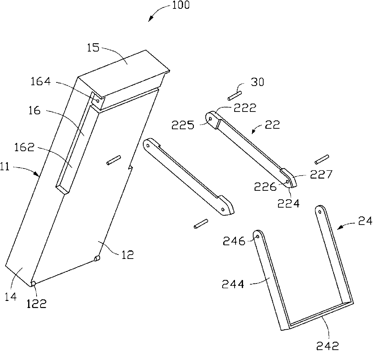 Portable type electronic device with supporting structure