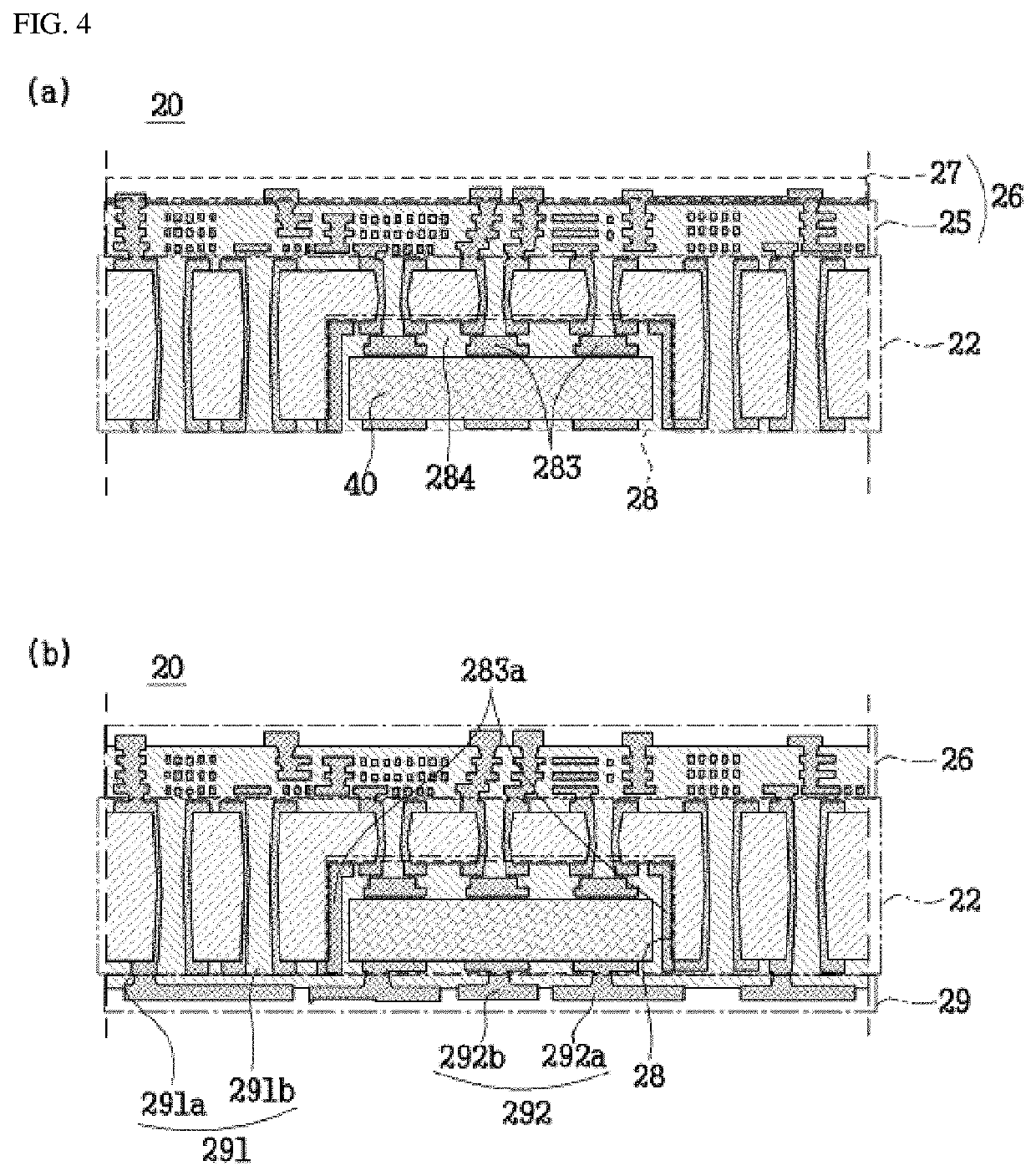 Packaging substrate and semiconductor device comprising same