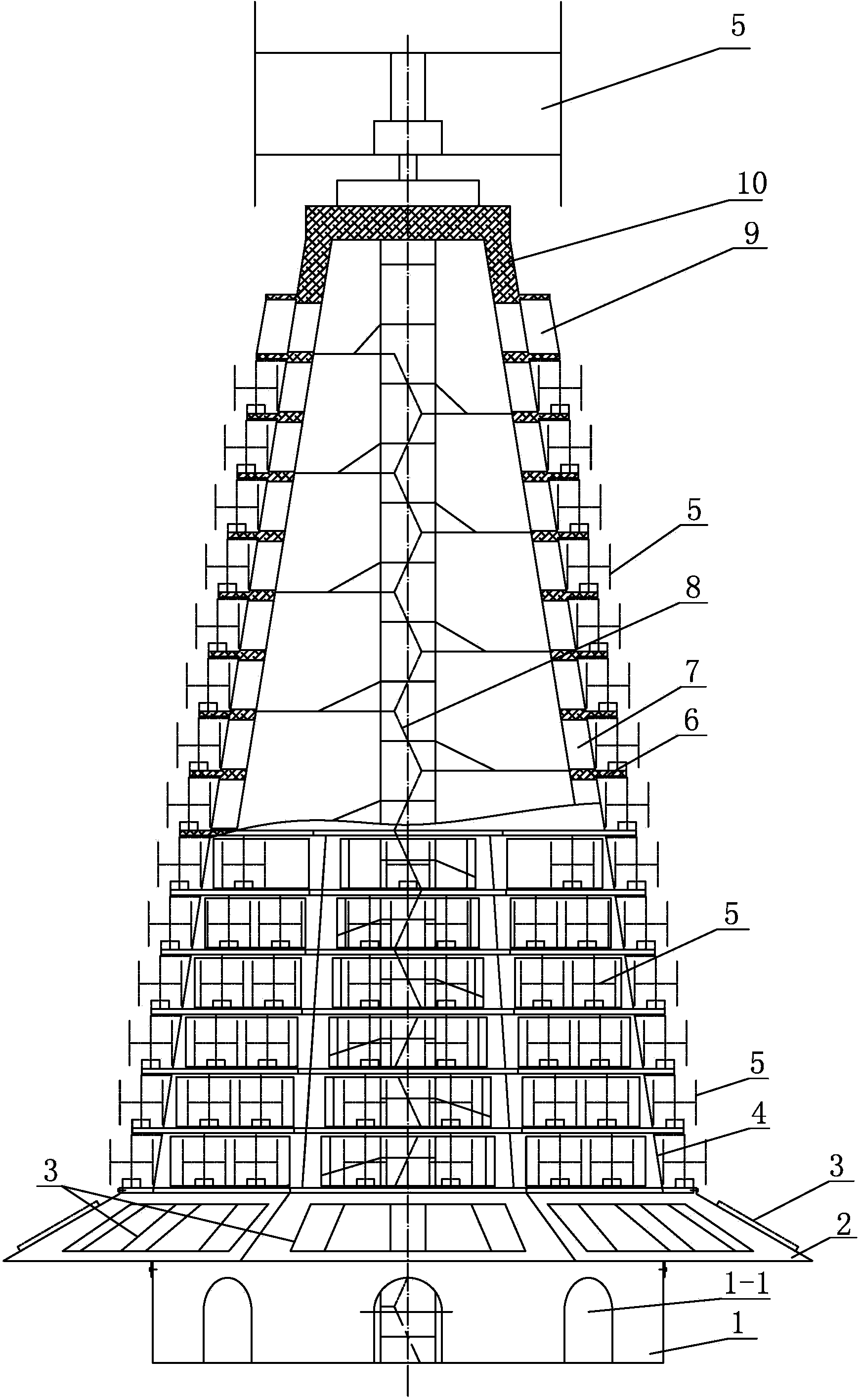 Tower type surrounding distributed wind-solar complementary power generation device