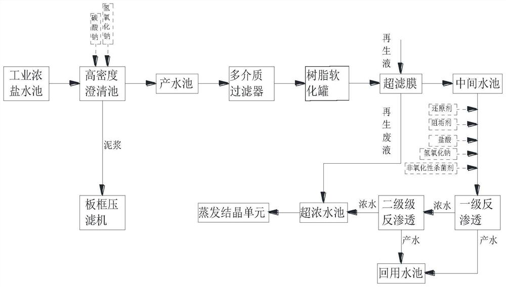 Industrial strong brine zero discharge treatment system and method