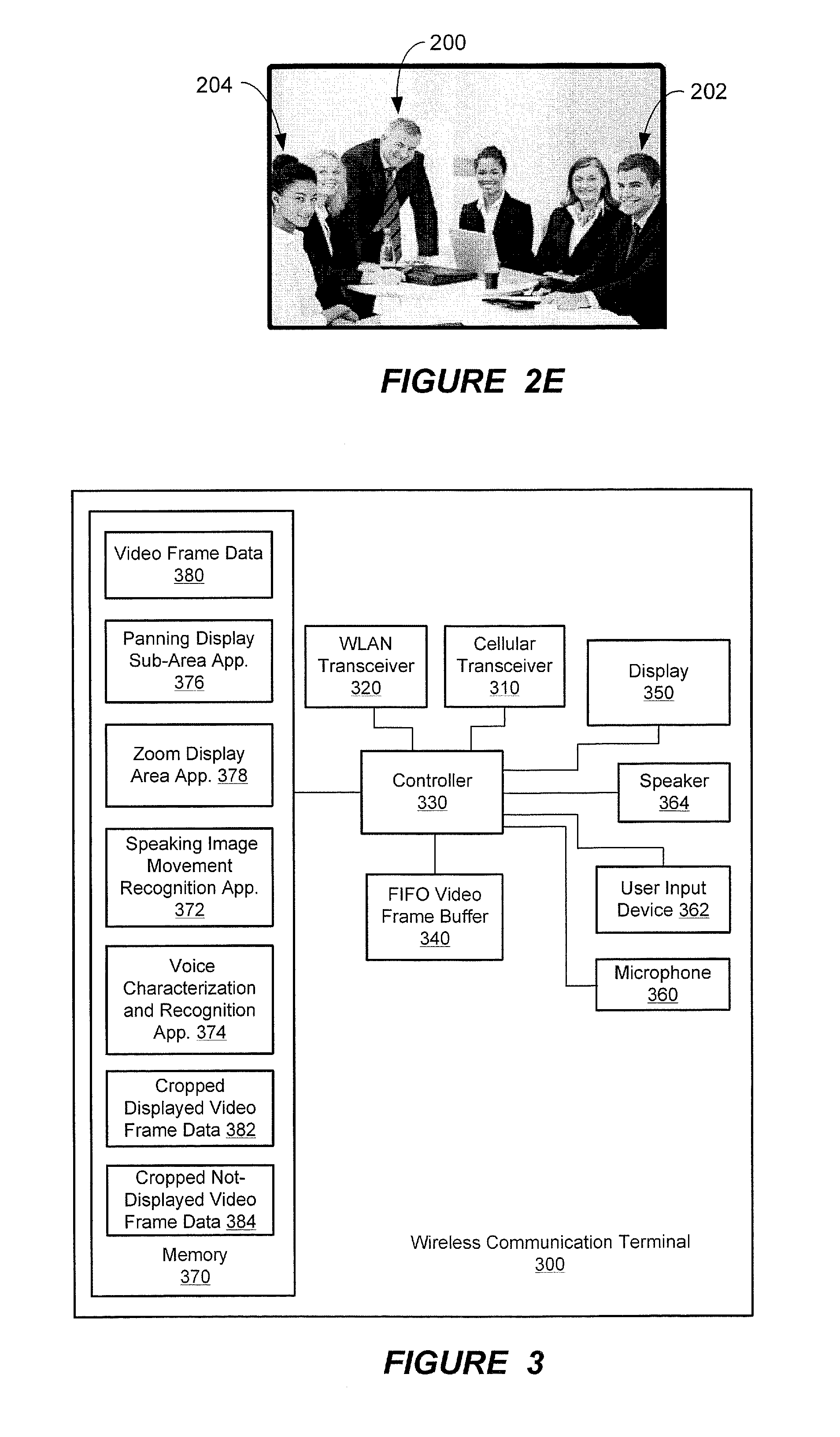 Electronic devices that pan/zoom displayed sub-area within video frames in response to movement therein