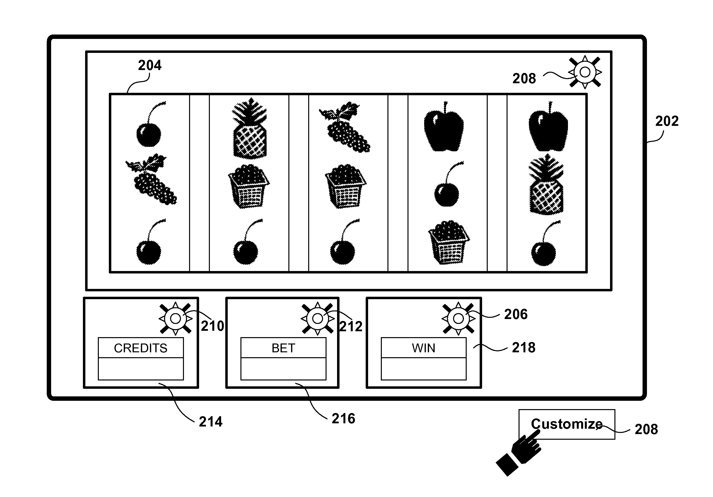 Universal player control for casino game graphic assets