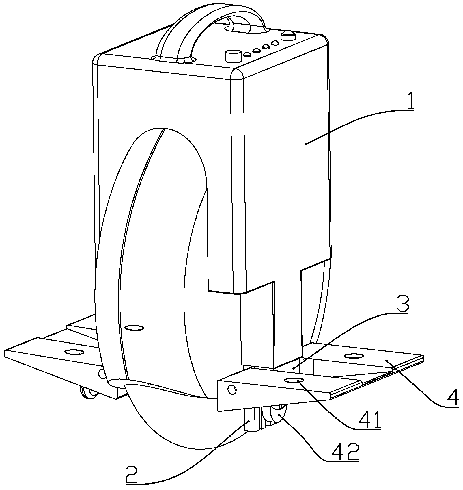 Self-balancing wheelbarrow with pedals provided with auxiliary wheels