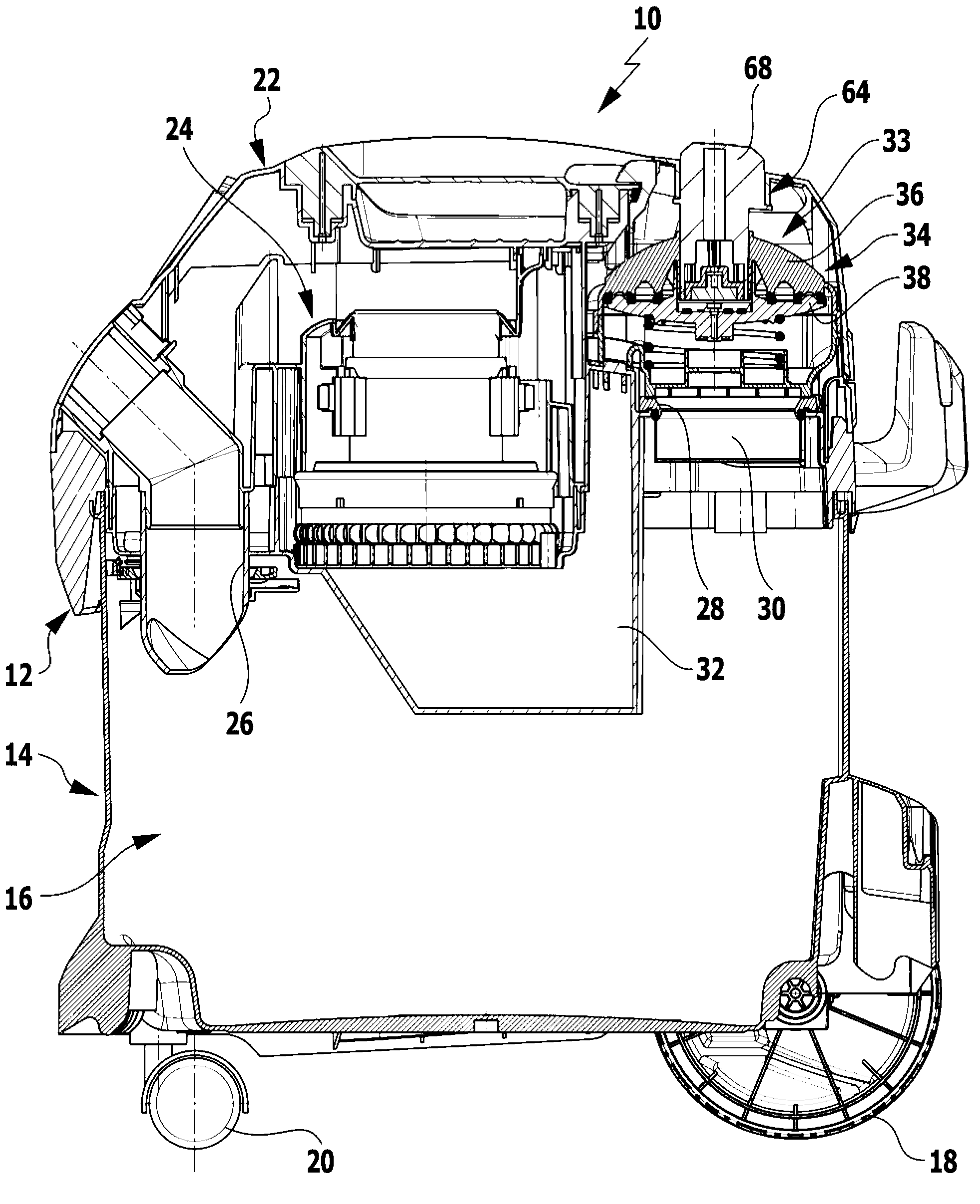 Vacuum cleaner having an external-air valve for filter cleaning