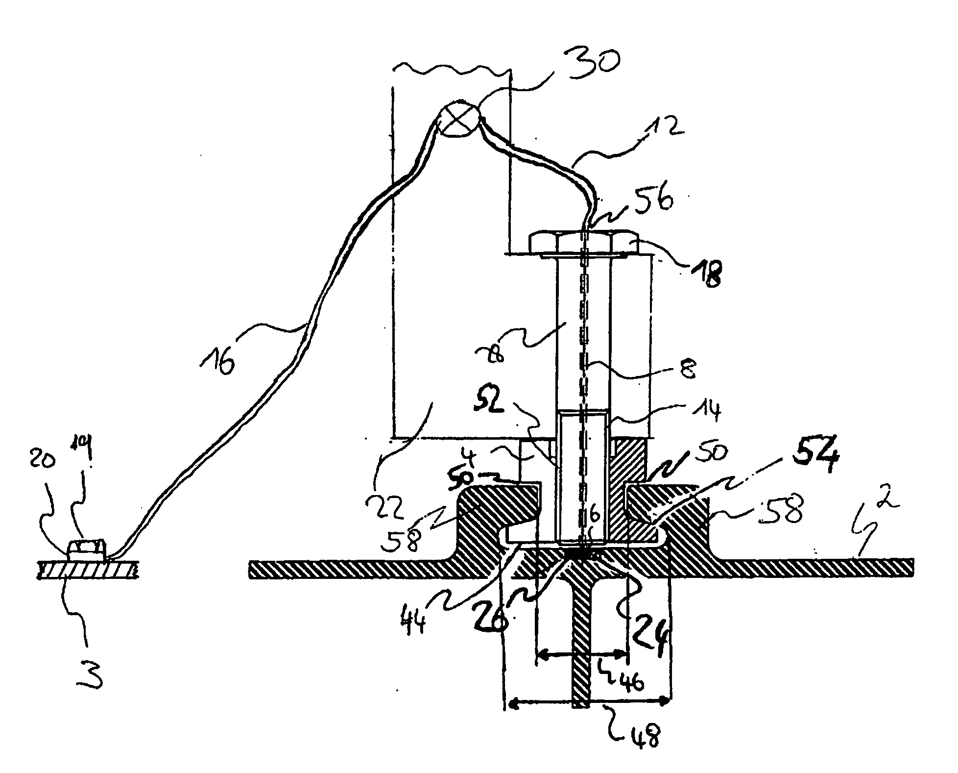 Power distribution system for supplying a rail-mounted monument in an aircraft with electric power