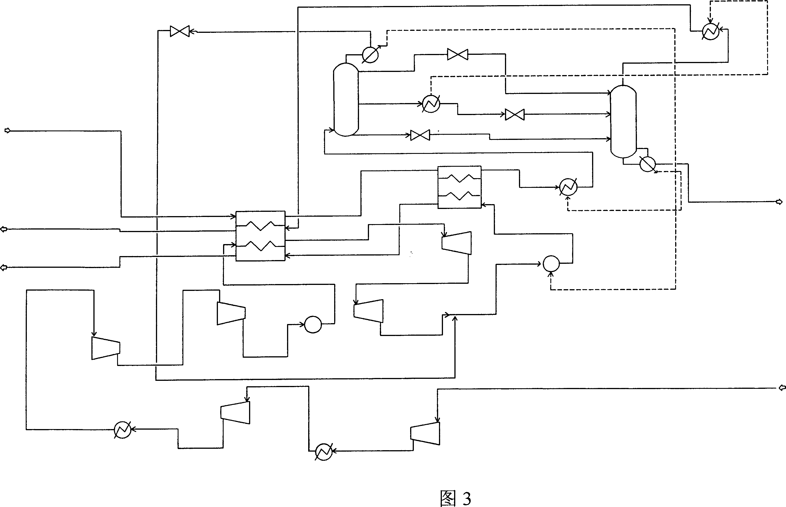 Process and equipment for liquefying air-containing coal-bed gas