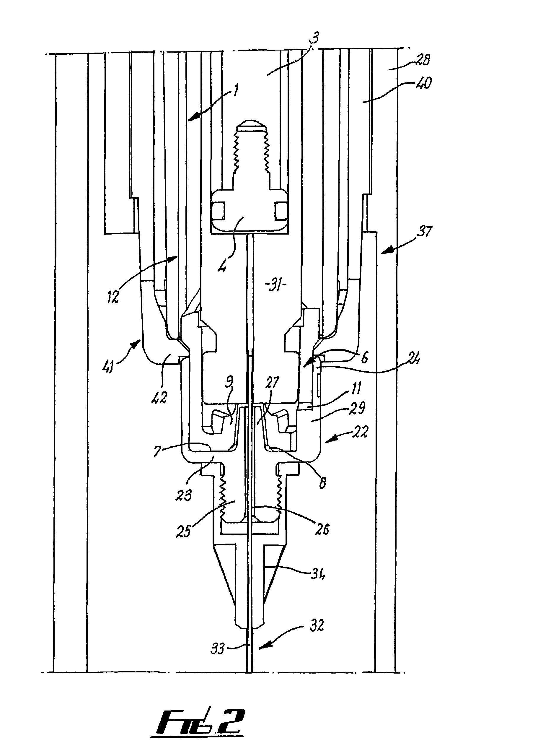 Safety syringe with re-usable main parts, method for disposal of a needle into a container and container for disposable parts