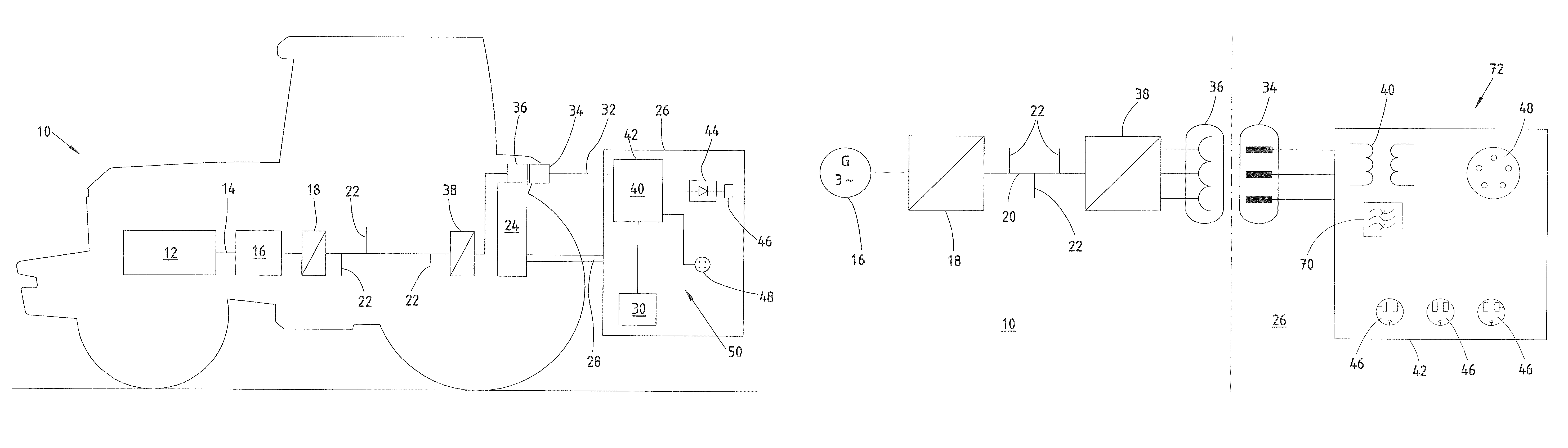 Electric system for providing electrical power for a vehicle and an implement