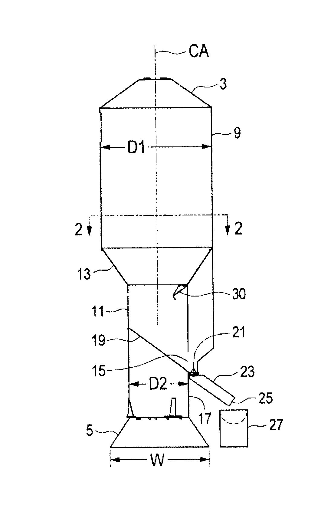 Vertically oriented transportable container with improved stability