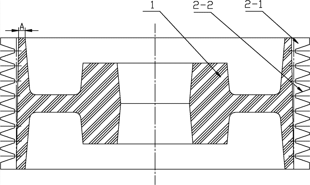 Groove casting technique for large belt pulley