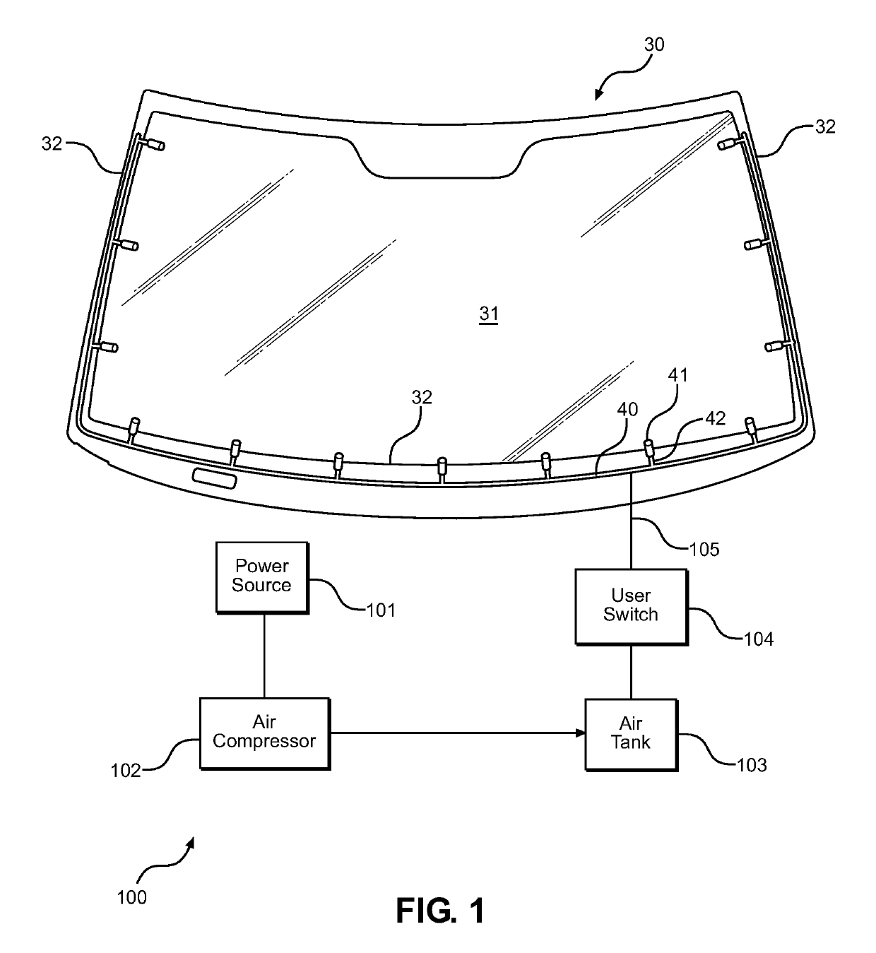 Compressed air vehicle screen clearing system