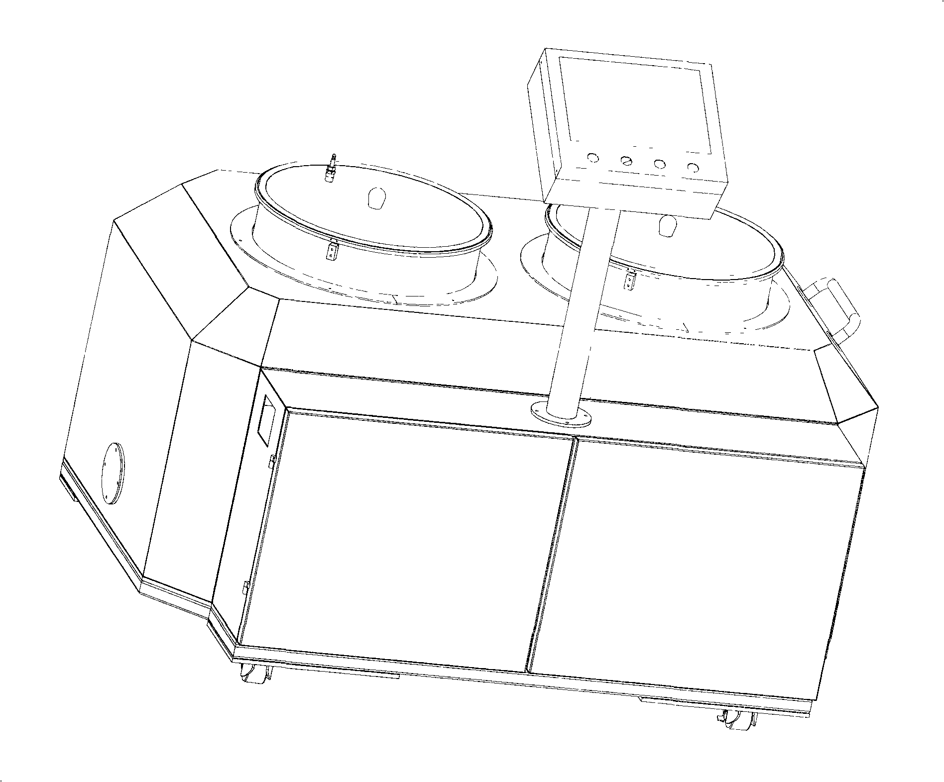 Solvent-free composite glue-mixing mechanism