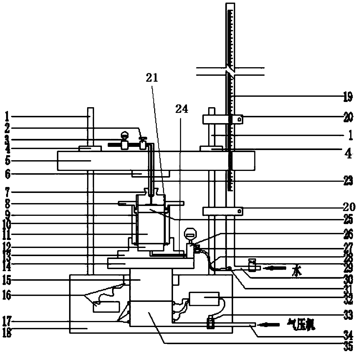 Geotechnical test air pressure consolidation permeameter and test monitoring method thereof