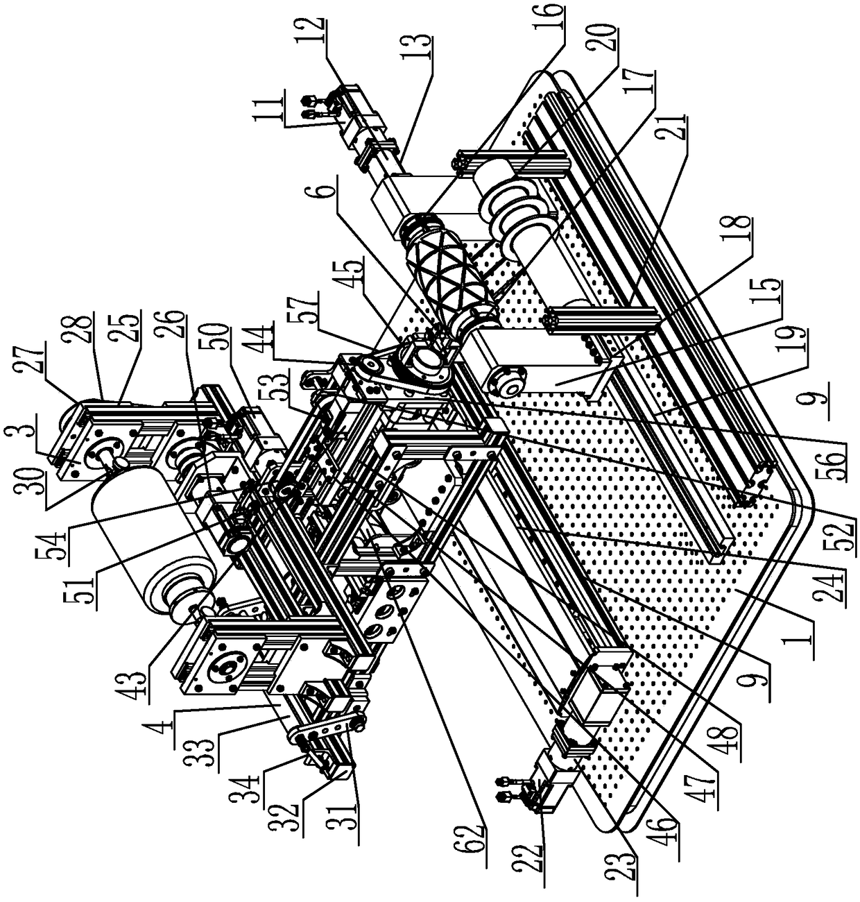 Desktop type four-axis linkage fiber winding machine for molding grid structure