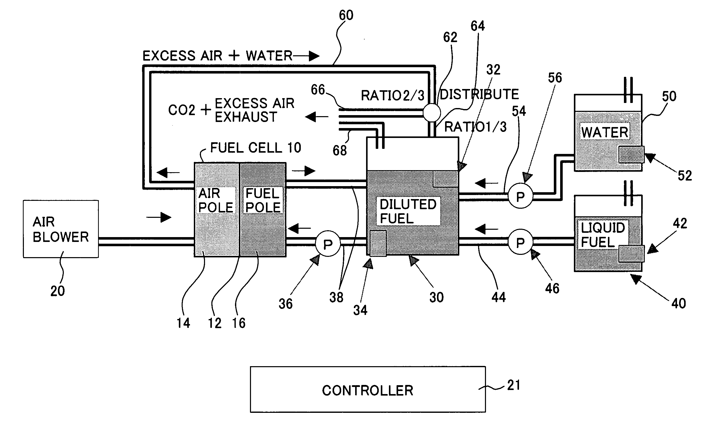 Liquid circulation type fuel cell