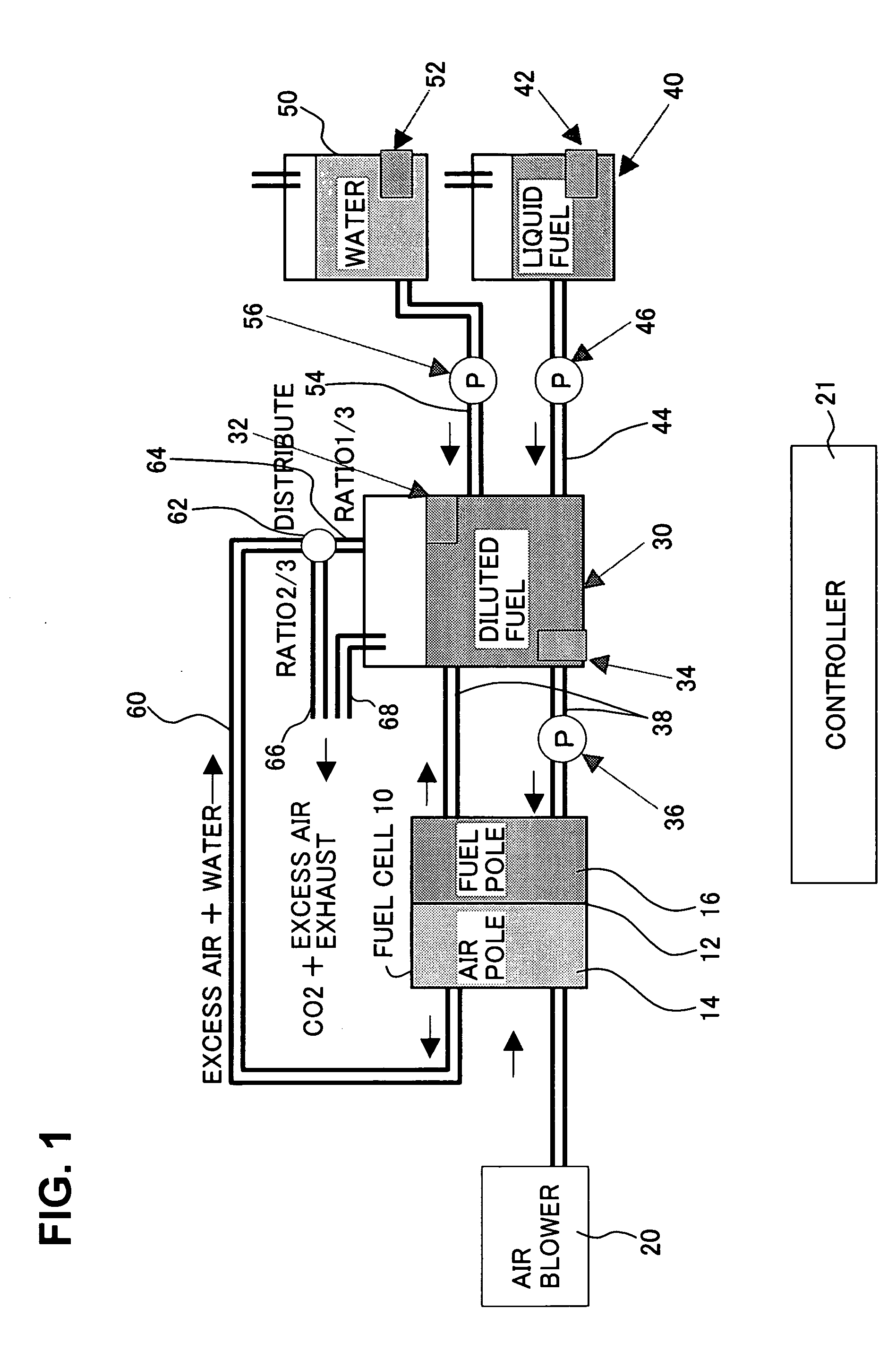 Liquid circulation type fuel cell