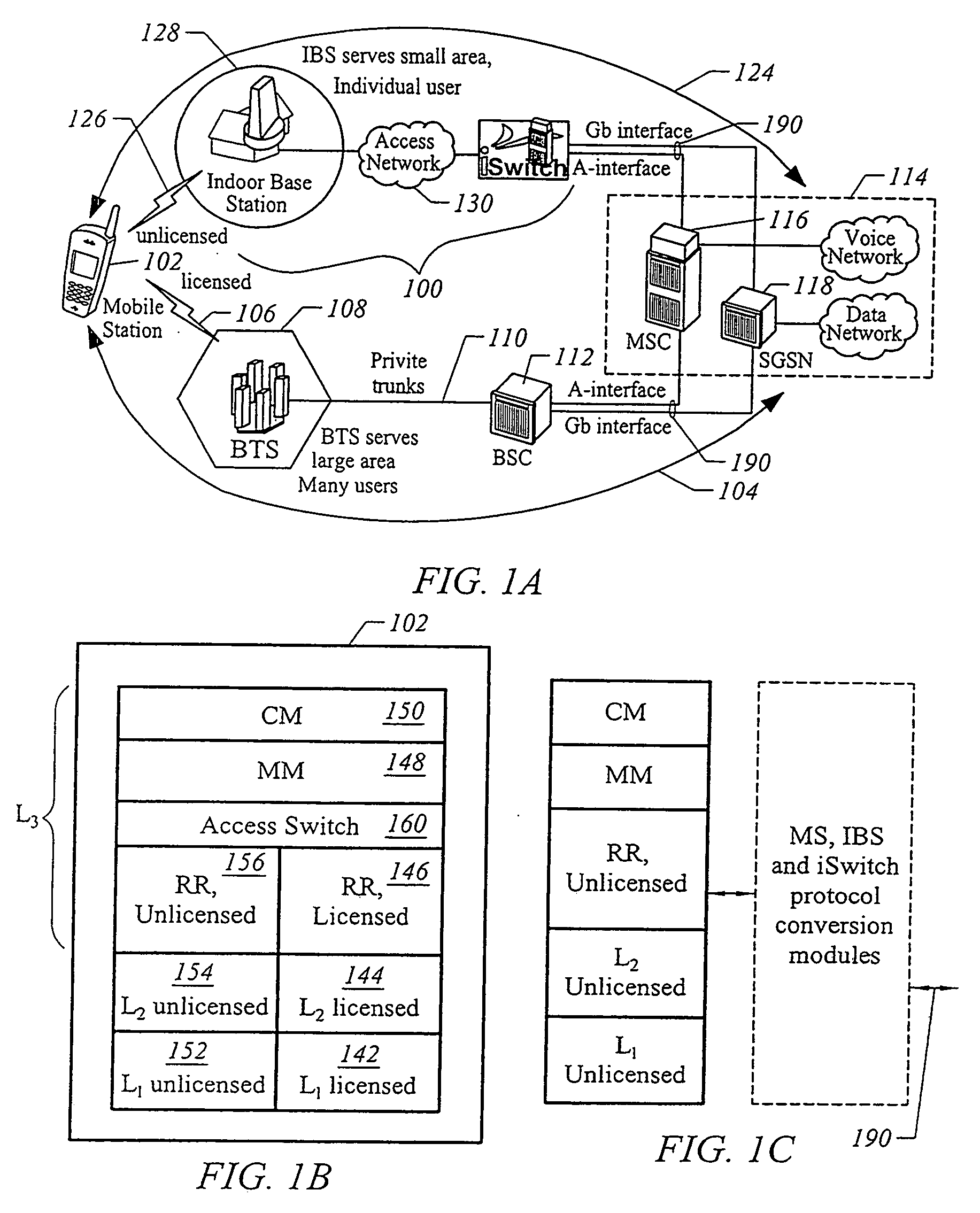 GPRS data protocol architecture for an unlicensed wireless communication system