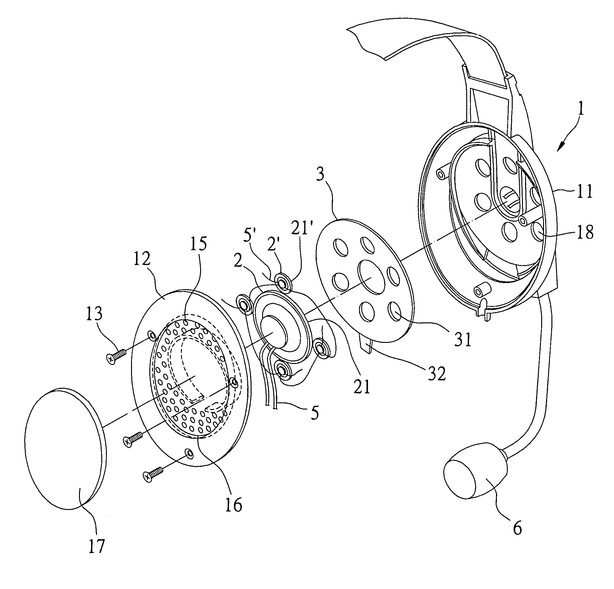 Structure for earphones with multiple sound tracks