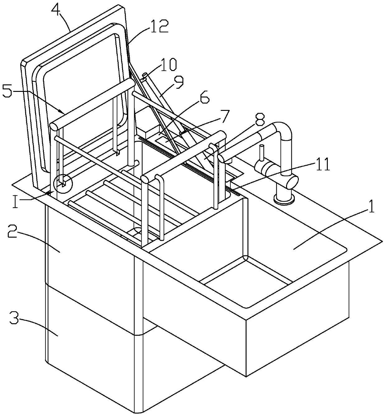 Dish-washing machine with lifting type tray assembly and manufacturing method of dish-washing machine