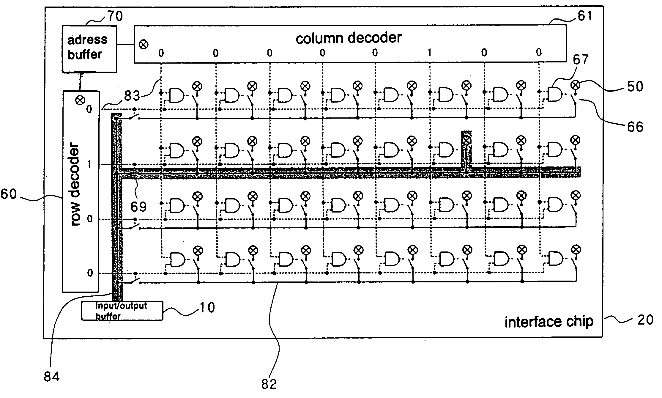 Three-dimensional semiconductor device provided with interchip interconnection selection means for electrically isolating interconnections other than selected interchip interconnections