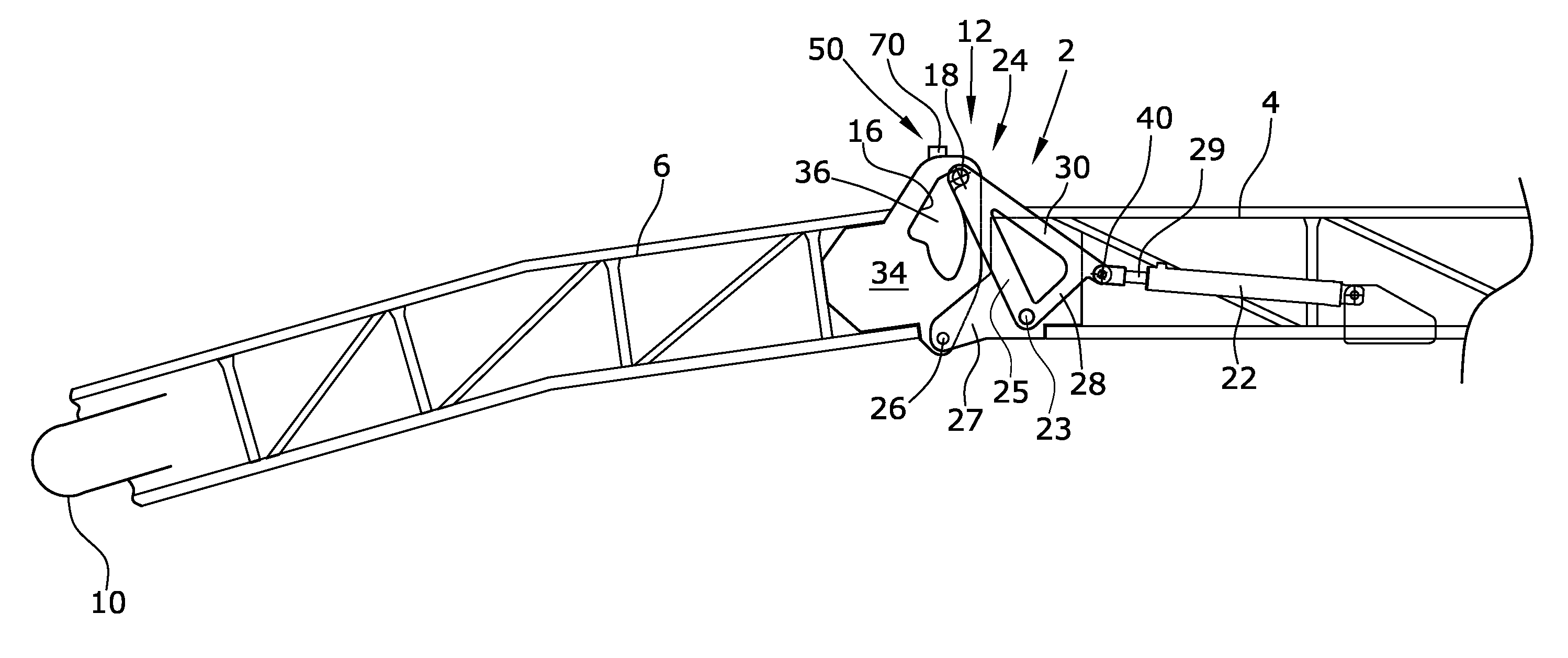 Folding transport conveyor for a construction machine, automotive construction machine, as well as method for pivoting a transport conveyor