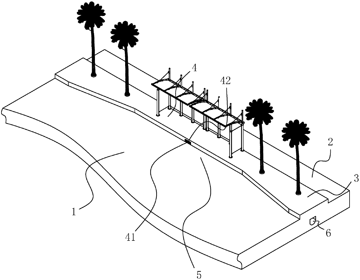 Municipal road rainwater flow-guiding structure