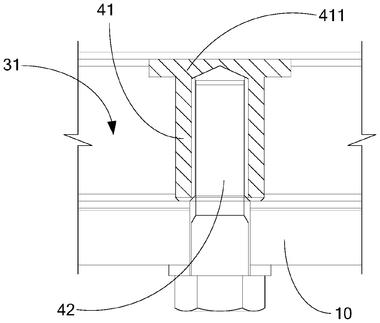 High-strength joint construction device suitable for composite cavity components