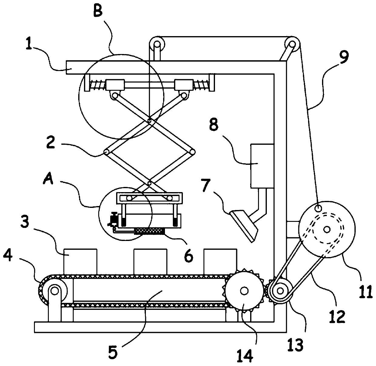 Automatic stamping device for product packaging box