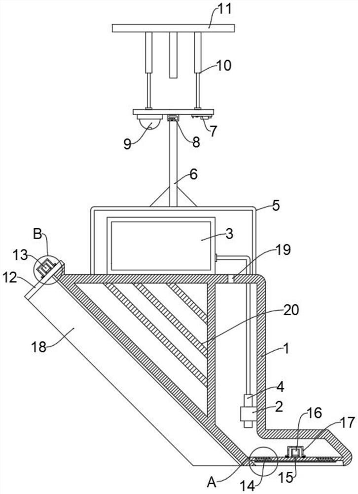 Municipal drainage pipe network monitoring and early warning device and early warning method thereof