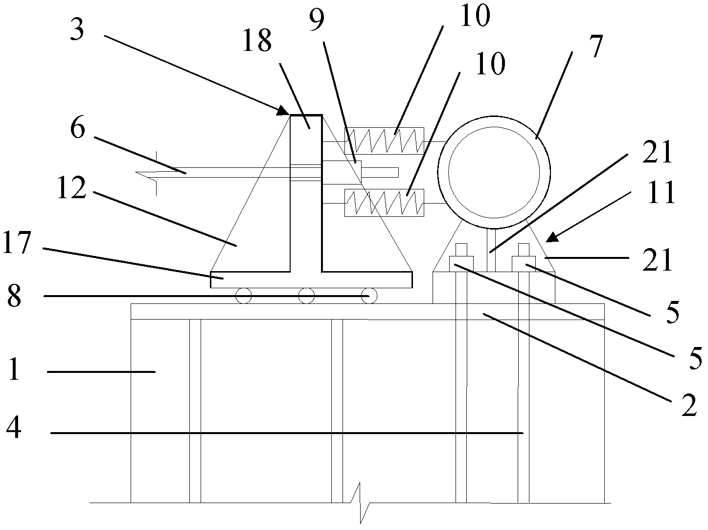 Sphere joint fixing support with effect of relieving internal force of stay rope