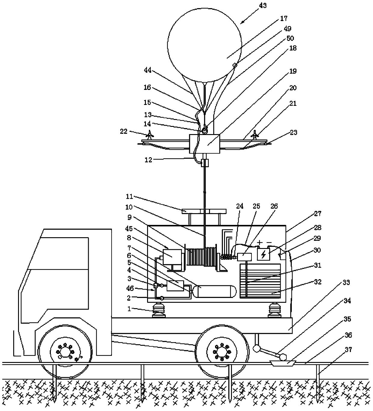 Haze removal device and method for spraying charged water at high altitude