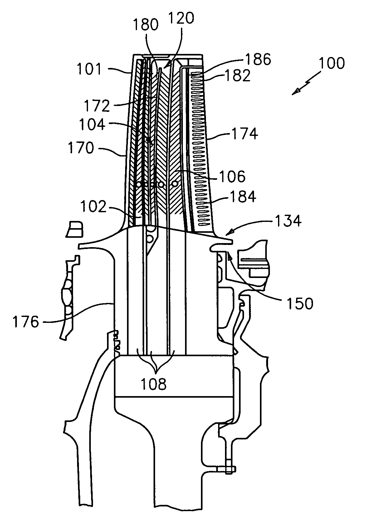 Cooled turbine blade